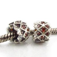 (image for) Charm 925 CZ Stone - Weave - Red