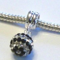 (image for) Charm 925 - Pave Ball Drop - Black & White