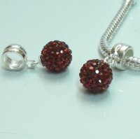 (image for) Charm 925 - Pave Ball Drop - Garnet Red