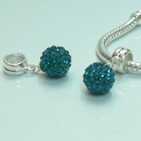 (image for) Charm 925 - Pave Ball Drop - Teal