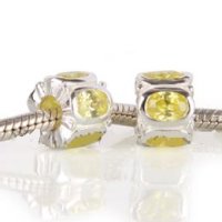 (image for) Charm 925 CZ Stone - Rondelle Oval - Yellow