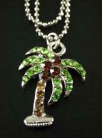 (image for) Palm Tree Anklet Double Strand Chain - Brown & Green