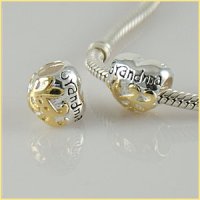 (image for) Charm 925 - Silver & Gold Grandma Heart