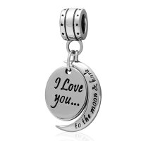 (image for) Charm 925 - Dangle Script "I Love You to the Moon"