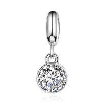 (image for) 925 Charm - Crystal Stone Drop Birthstone Clear