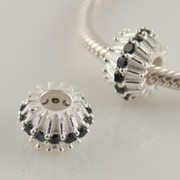 (image for) Charm 925 CZ Stone - Cone - Shiny Silver & Black
