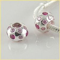 (image for) Charm 925 CZ Stone - Round - Light Pink, Pink & Clear