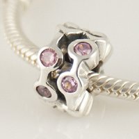 (image for) Charm 925 - CZ Stone - Staggared Pods - Med Pink