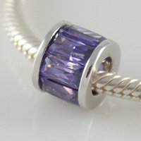 (image for) Charm 925 CZ Stone - Rondelle Baguette - Purple