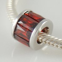 (image for) Charm 925 CZ Stone - Rondelle Baguette - Garnet Red