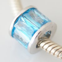 (image for) Charm 925 CZ Stone - Rondelle Baguette - Light Blue