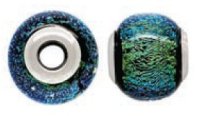 (image for) 925 Designer Dichroic Beads- Glowing Blue/Green Giant