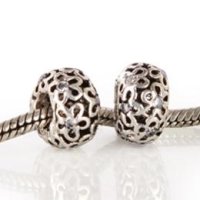 (image for) Charm 925 CZ Stone- Round Flower - Clear