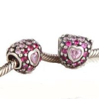 (image for) Charm 925 CZ Stone - Heart - Pink & Light Pink