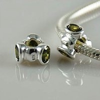 (image for) Charm 925 CZ Stone - Rondelle - Tri Oval - Olive