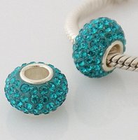 (image for) Austrian Crystal Charm 925 - 5 Row - Teal