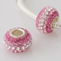 (image for) Austrian Crystal Charm 925 - 5 Row - Pink & Clear Vertical Lines