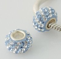 (image for) Austrian Crystal Charm 925 - 5 Row - Light Blue & Clear