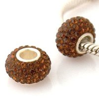 (image for) Austrian Crystal Charm 925 - 5 Row - Bronze Brown