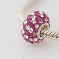 (image for) Austrian Crystal Charm 925 - 5 Row - Hot Pink & Pink Lines
