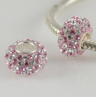 (image for) Austrian Crystal Charm 925 - 5 Row - Multi Pink Diagonal Lines