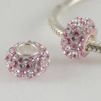 (image for) Austrian Crystal Charm 925 - 5 Row - Multi Pink Diagonal Lines