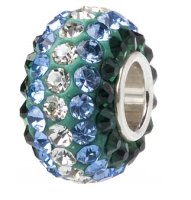 (image for) Austrian Crystal Charm 925 - 5 Row - Green Blue Clear Lines