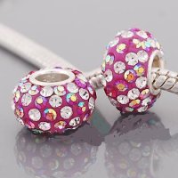 (image for) Austrian Crystal Charm 925 - 5 Row - Pink Aurora Borealis