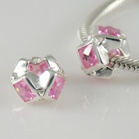 (image for) Charm 925 CZ Stone Triangle - Light Pink