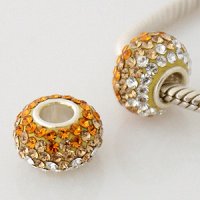 (image for) Austrian Crystal Charm 925 - 5 Row - Faded Gold & Clear