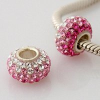 (image for) Austrian Crystal Charm 925 - 5 Row - Fading Pink & Clear