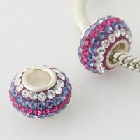 (image for) Austrian Crystal Charm 925 - 5 Row - Pink Purple Clear Lines
