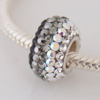(image for) Austrian Crystal Charm 925 - 5 Row - Fades Black Gray Clear & AB