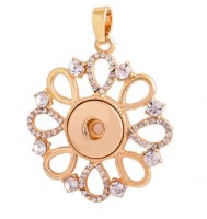 (image for) Snap Jewelry Gold Pendant Flower Rhinestone