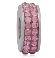 (image for) Stainless Steel Charm - 2 Row Crystals LT PINK