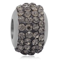 (image for) Stainless Steel Charm - 4 Row Crystals GRAY
