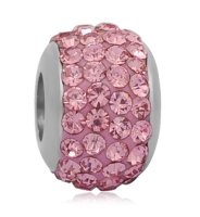 (image for) Stainless Steel Charm - 4 Row Crystals LT. PINK