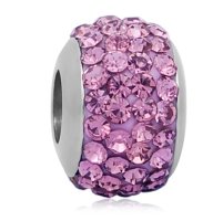 (image for) Stainless Steel Charm - 4 Row Crystals LT. PURPLE