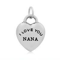 (image for) 1Small 7*22mm Stainless Steel Heart Charm - I love You Nana