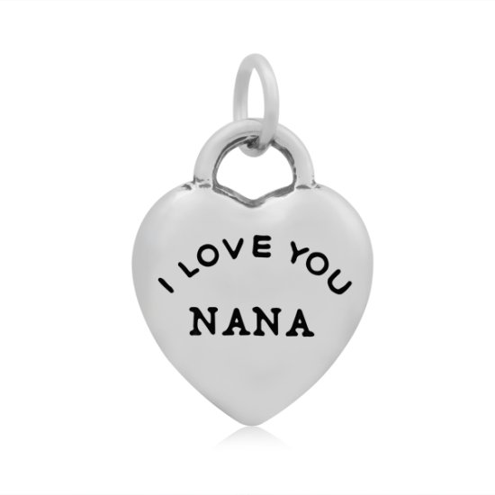 (image for) 1Small 7*22mm Stainless Steel Heart Charm - I love You Nana - Click Image to Close