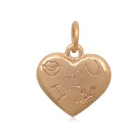 (image for) 17*21mm Small Stainless Steel Heart - Gold I love U