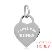 (image for) 14*22mm Small Stainless Steel Heart Charm - I love You Honey