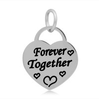 (image for) 17*25mm Small Stainless Steel Heart Charm - Forever Together
