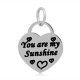 (image for) 17*25mm Small Stainless Steel Heart Charm - You Are My Sunshine