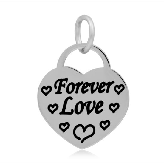 (image for) 17*25mm Small Stainless Steel Heart Charm - Forever Love - Click Image to Close