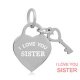 (image for) A&A Add A Charms Stainless - I Love You Sister Heart with Key