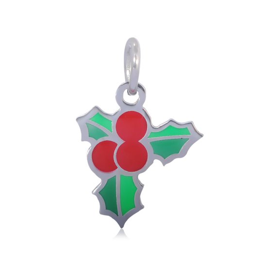(image for) Small Stainless Steel Charm - Christmas Mistletoe - Click Image to Close