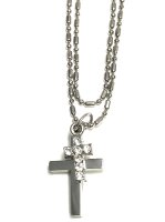 (image for) Cross anklet Double Strand Chain - Two Crosses
