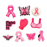 (image for) Shoe Charms Breast Cancer Awareness Pink Ribbon 10pcs (BCAPR10)