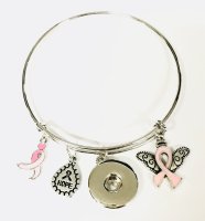(image for) Snap Jewelry Wire Expandable Bangle - Pink Ribbon Cancer